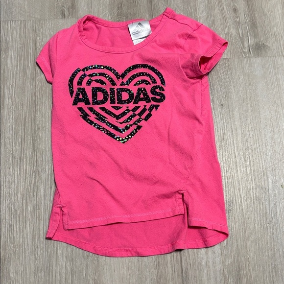 Adidas Pink Tee with Heart Graphic - Picture 1 of 1